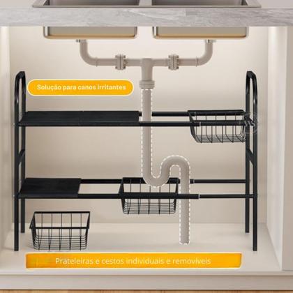 Imagem de Organizador de cozinha Pia Prateleira Expansivel Portatil Multiuso