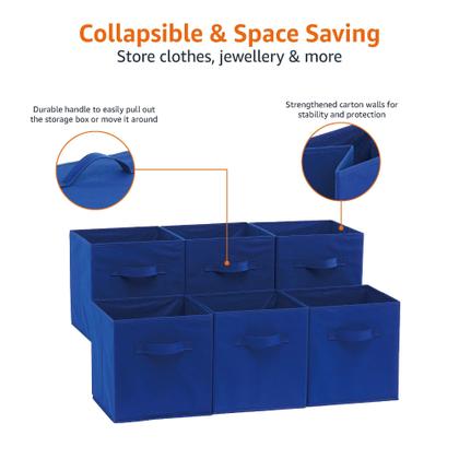 Imagem de Organizador de cubos de armazenamento Amazon Basics Navy Blue, pacote com 6