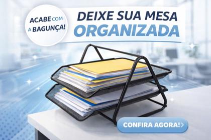Imagem de Organizador de Documentos Mesa 2 Andares Metal Preto Escritório Home Office