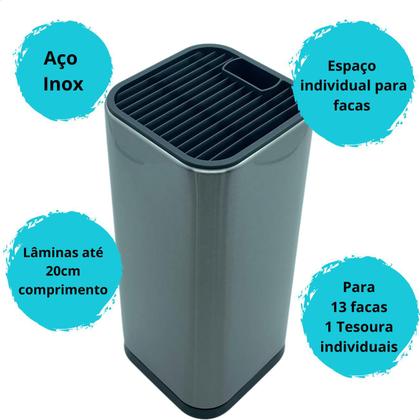 Imagem de Organizador de Facas Cepo Faqueiro Aço Inox