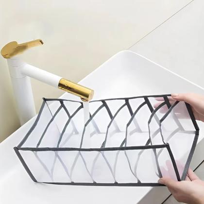 Imagem de Organizador De Gaveta 35x32x10 - 7 Divisórias Dobrável Guarda Peças Intimas Sutiã Meias Colmeia