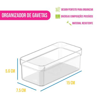 Imagem de Organizador de Gaveta Modular 15 x 7 x 5cm Multiuso Removível Divisória Organização P/ Escritório Cozinha Cesto Caixa