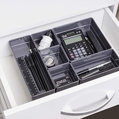 Imagem de Organizador de Gaveta Para Escritorio Bjuterias Maquiagem 6 Peças Preto