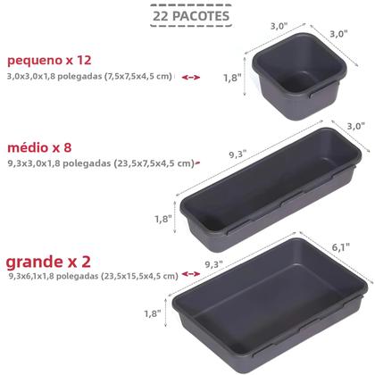 Imagem de Organizador De Gavetas De Plástico Interligáveis 32PCS, Divisores De Bandeja Rasa Para Armazenamento