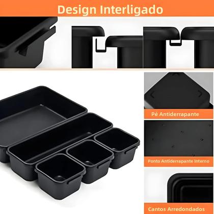 Imagem de Organizador De Gavetas De Plástico Interligáveis 32PCS, Divisores De Bandeja Rasa Para Armazenamento