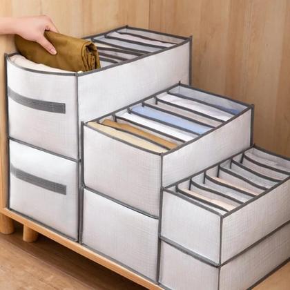 Imagem de Organizador De Gavetas Dobrável Para Roupas, Caixa De Armazenamento Com Divisores Para Guarda-Roupa,