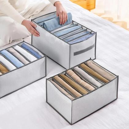 Imagem de Organizador De Gavetas Dobrável Para Roupas, Caixa De Armazenamento Com Divisores Para Guarda-Roupa,