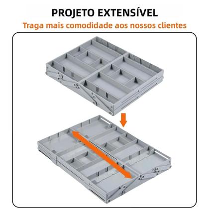 Imagem de Organizador De Gavetas Expansível E Dobrável De 2 Ou 3 Níveis Com Compartimentos Ajustáveis