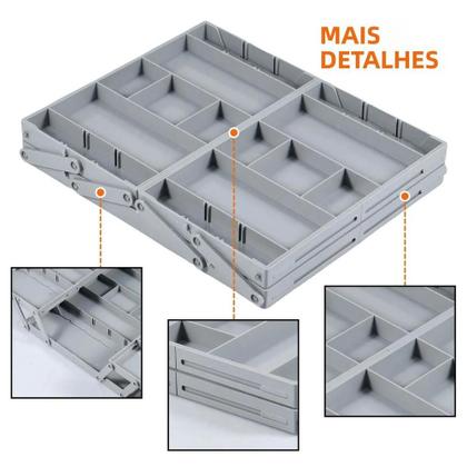 Imagem de Organizador De Gavetas Expansível E Dobrável De 2 Ou 3 Níveis Com Compartimentos Ajustáveis