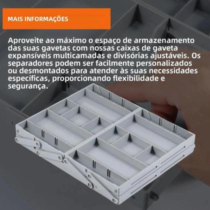 Imagem de Organizador De Gavetas Expansível E Dobrável De 2 Ou 3 Níveis Com Compartimentos Ajustáveis