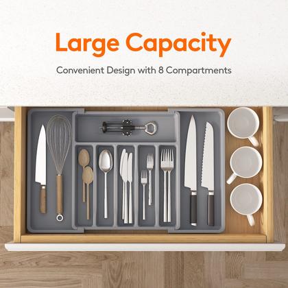 Imagem de Organizador de gavetas para talheres Lifewit Expansível em Plástico Cinza