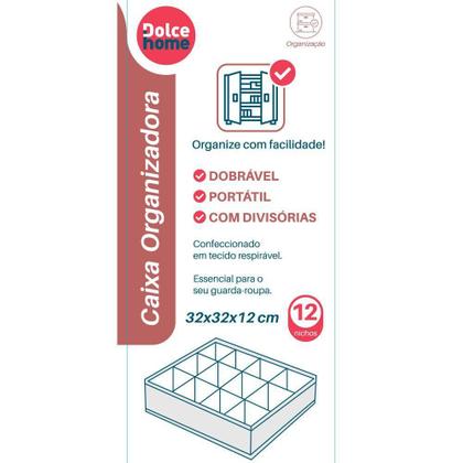 Imagem de Organizador De Gavetas Tecido Cinza Escuro 12 Nichos