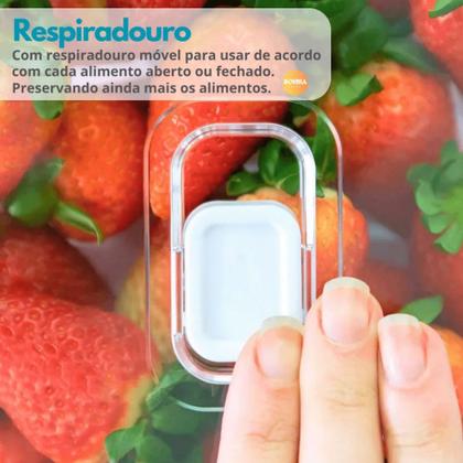 Imagem de Organizador de Geladeira 3,8L Kit 4, 3, 2 ou 1 Uni com Tampa Grande Transparente Acrílico Trava Pote