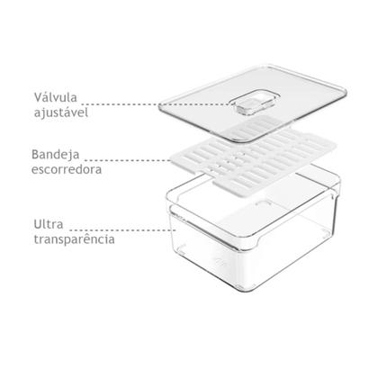 Imagem de Organizador de Geladeira Acrilico com Tampa 2,2L Clear Fres