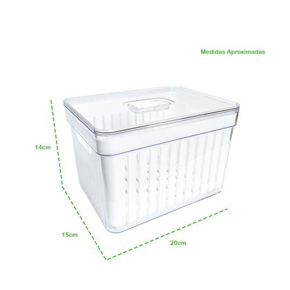 Imagem de Organizador De Geladeira Cesto Prático Alimentos Verduras Frutas Com Escorredor Interno 3,8L C/Tampa