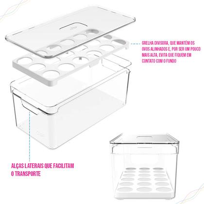 Imagem de Organizador de Geladeira Clear Fresh Natural Com Cesto Escorredor Travas e Válvula Ou