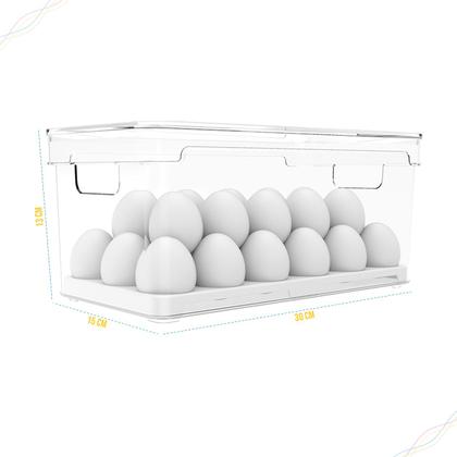 Imagem de Organizador de Geladeira Clear Fresh Natural Com Cesto Escorredor Travas e Válvula Ou