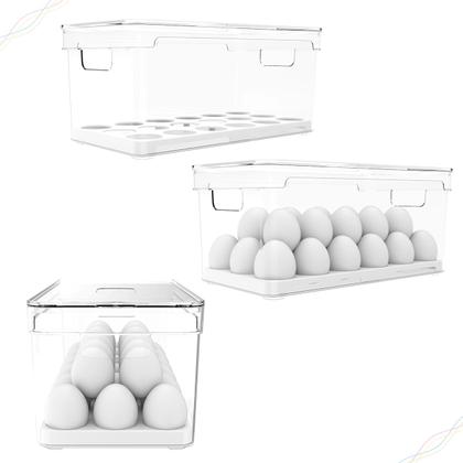 Imagem de Organizador de Geladeira Clear Fresh Natural Com Cesto Escorredor Travas e Válvula Ou