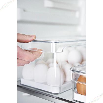 Imagem de Organizador de Geladeira Clear Fresh Natural Com Cesto Escorredor Travas e Válvula Ou