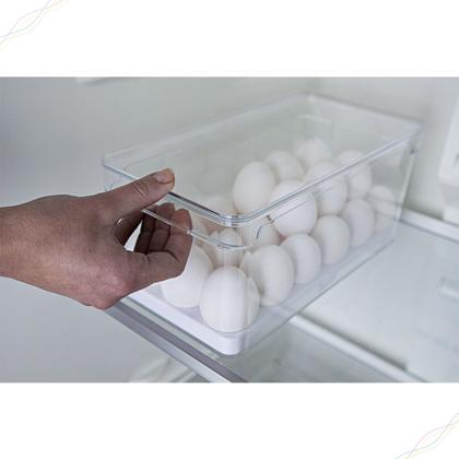 Imagem de Organizador de Geladeira Clear Fresh Natural Com Cesto Escorredor Travas e Válvula Ou