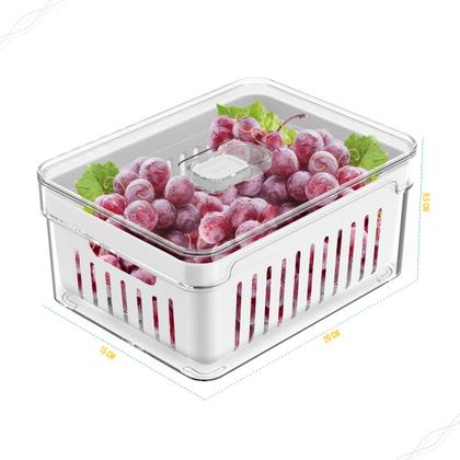 Imagem de Organizador de Geladeira Clear Fresh Natural Com Cesto Escorredor Travas e Válvula Ou