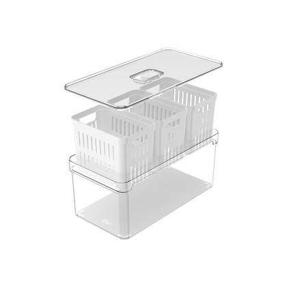 Imagem de Organizador de geladeira clear fresh triplo 5l com 3 cestos ou