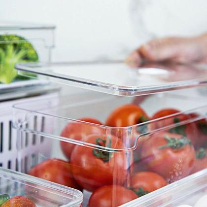Imagem de Organizador De Geladeira Com Tampa Clear Fresh 30x15x13cm Natural