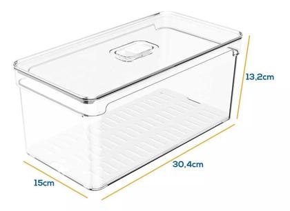 Imagem de Organizador De Geladeira Com Tampa Clear Fresh 5 Litros 30 x 15 x 13 cm OF300 OU Martiplast