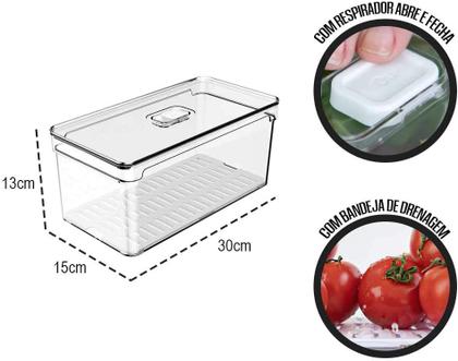 Imagem de Organizador De Geladeira Com Tampa Clear Fresh 5 Litros 30 x 15 x 13 cm OF300 OU Martiplast