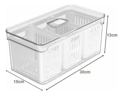 Imagem de Organizador De Geladeira Frutas Verduras Com Cesto Triplo Ou