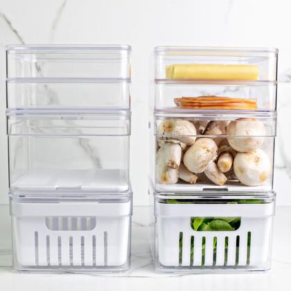 Imagem de Organizador de Geladeira OU Salada Frutas e Verduras Cesto Escorredor Clear Fresh 2,2L