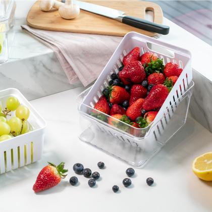 Imagem de Organizador de Geladeira OU Salada Frutas e Verduras Cesto Escorredor Clear Fresh 2,2L