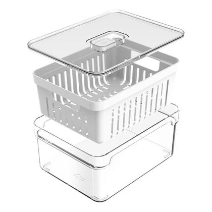 Imagem de Organizador de Geladeira OU Salada Frutas e Verduras Cesto Escorredor Clear Fresh 2,2L