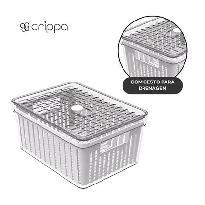 Imagem de Organizador De Geladeira Pequeno Frutas Legumes Com Cesto