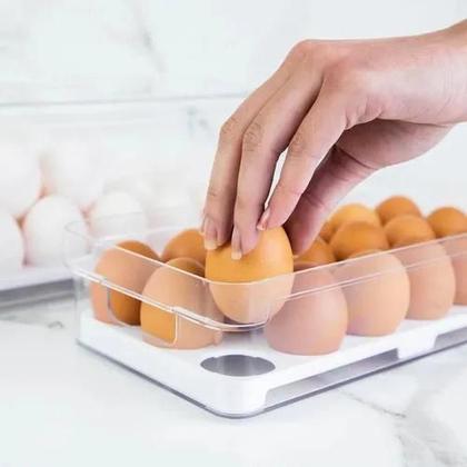 Imagem de Organizador De Geladeira Porta 18 Ovos Com Tampa Ou Compacto