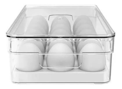 Imagem de Organizador De Geladeira Porta 18 Ovos Com Tampa Ou Compacto