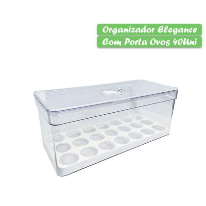 Imagem de Organizador De Geladeira Porta Ovos Empilhável 40un Protetor Conservador Acrílico Com Tampa Multiuso