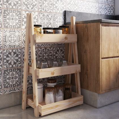 Imagem de Organizador De Madeira Pinus Para Sala Quarto Cozinha