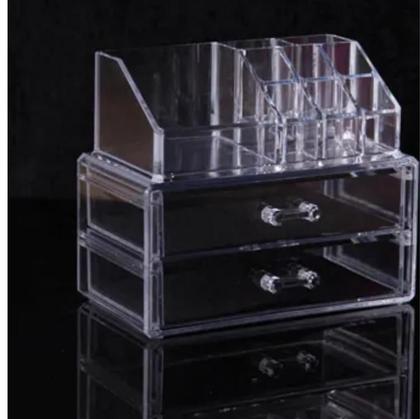 Imagem de Organizador de Maquiagem Acrílico com 3 Gavetas e 16 Nichos - Porta Pincéis e Batom