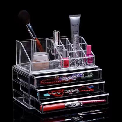Imagem de Organizador de Maquiagem Acrílico com 3 Gavetas e 16 Nichos - Porta Pincéis e Batom