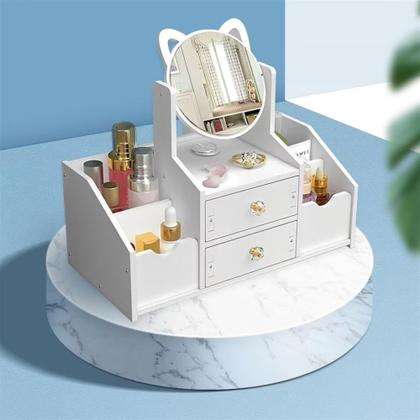 Imagem de Organizador De Maquiagem Com Espelhos, Com 2 Gavetas/Branco