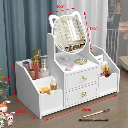 Imagem de Organizador De Maquiagem Com Espelhos, Com 2 Gavetas/Branco