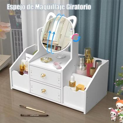Imagem de Organizador De Maquiagem Com Espelhos, Com 2 Gavetas/Branco