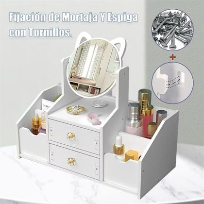 Imagem de Organizador De Maquiagem Com Espelhos, Com 2 Gavetas/Branco