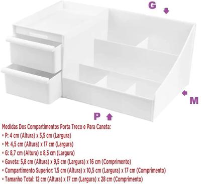 Imagem de Organizador de Maquiagem Escritorio Multiuso Com Gavetas Porta Lapis Pincel Make
