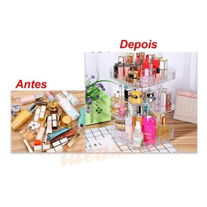 Imagem de Organizador De Maquiagem Giratório 360 Torre Acrílico Makeup