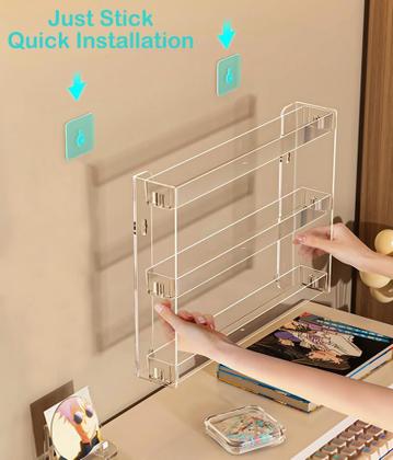 Imagem de Organizador de maquiagem montado na parede YIEZI 3 camadas acrílico transparente