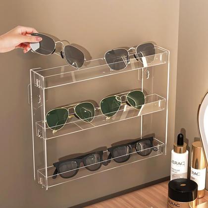 Imagem de Organizador de maquiagem montado na parede YIEZI 3 camadas acrílico transparente