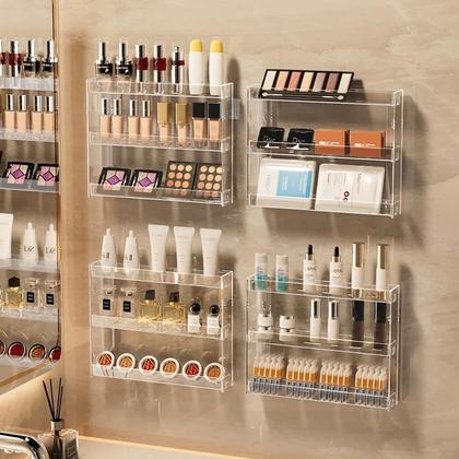 Imagem de Organizador de maquiagem montado na parede YIEZI 3 camadas acrílico transparente