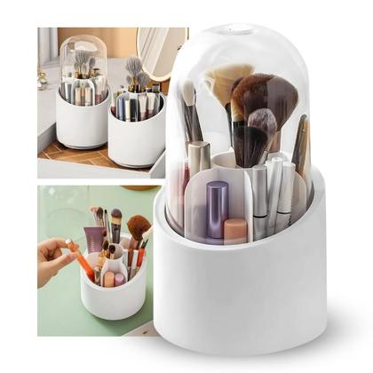 Imagem de Organizador De Maquiagem Pincel Giratório 360 com Tampa de Acrílico Porta Make Cosméticos